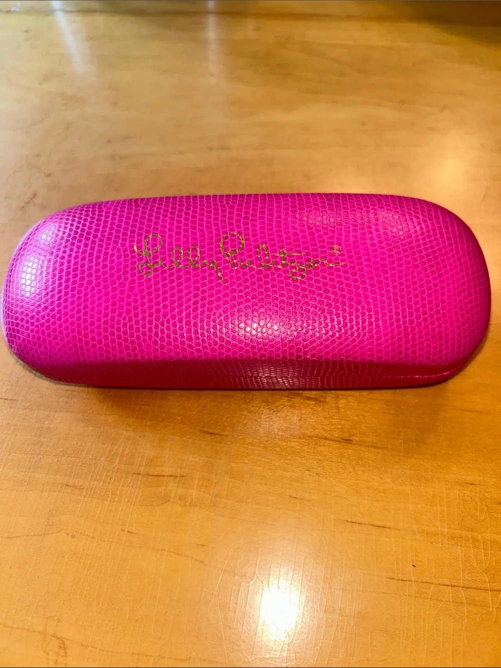 Lilly Pulitzer Hot Pink Textured Hard Sunglass Case